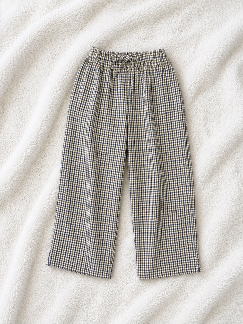 Zara Boys Navy, Brown & Cream Plaid Drawstring Pants Size 9 (134 cm) Like New